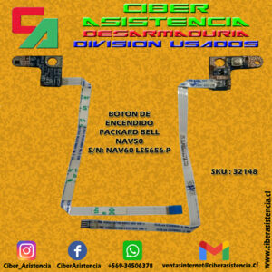 BOTON DE  ENCENDIDO  PACKARD BELL NAV50   S/N: NAV60 LS5656-P