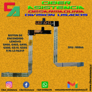 BOTON DE ENCENDIDO LENOVO G400, G405, G490, G500, G510, G505 P/N: LS-9631P