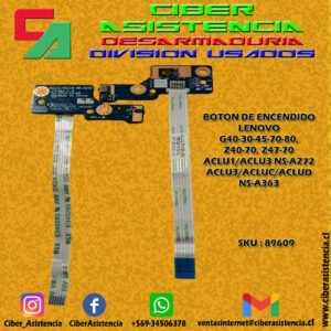 BOTON DE ENCENDIDO LENOVO  G40-30-45-70-80,  Z40-70, Z47-70  ACLU1/ACLU3 NS-A272  ACLU3/ACLUC/ACLUD NS-A363