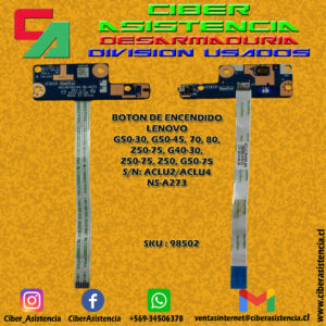 BOTON DE ENCENDIDO LENOVO G50-30, G50-45, 70, 80, Z50-75, G40-30, Z50-75, Z50