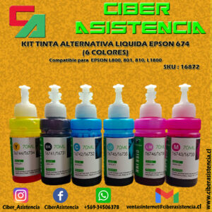 KIT TINTA ALTERNATIVA LIQUIDA EPSON 674 (6 COLORES)
