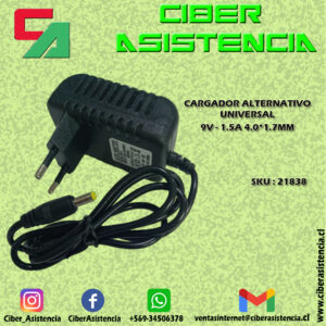 CARGADOR ALTERNATIVO UNIVERSAL 9V - 1.5A 4.0*1.7MM