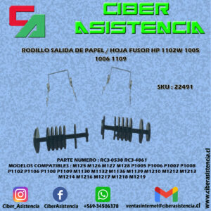 RODILLO SALIDA DE PAPEL / HOJA FUSOR HP 1102W 1005 1006 1109