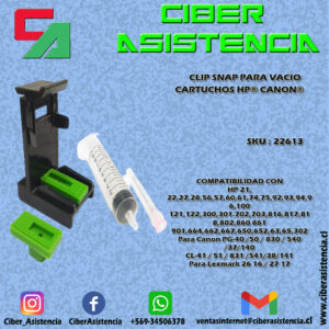 CLIP SNAP HERRAMIENTA RECARGA DESTAPADOR CARTUCHOS CANON HP