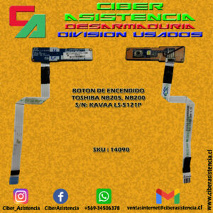 BOTON DE ENCENDIDO TOSHIBA NB205, NB200 S/N: KAVAA LS-5121P
