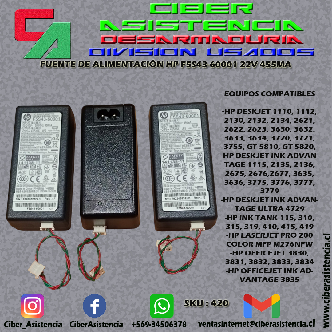 FUENTE DE ALIMENTACION HP F5S43-60001 22V 455MA