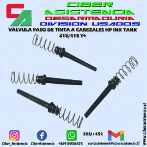 VALVULA PASO DE TINTA A CABEZALES HP INK TANK 315/415 Y+