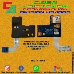 BOTON DE ENCENDIDO HP 450, 455, 1000, 2000 S/N: 6050A2493201 E253117
