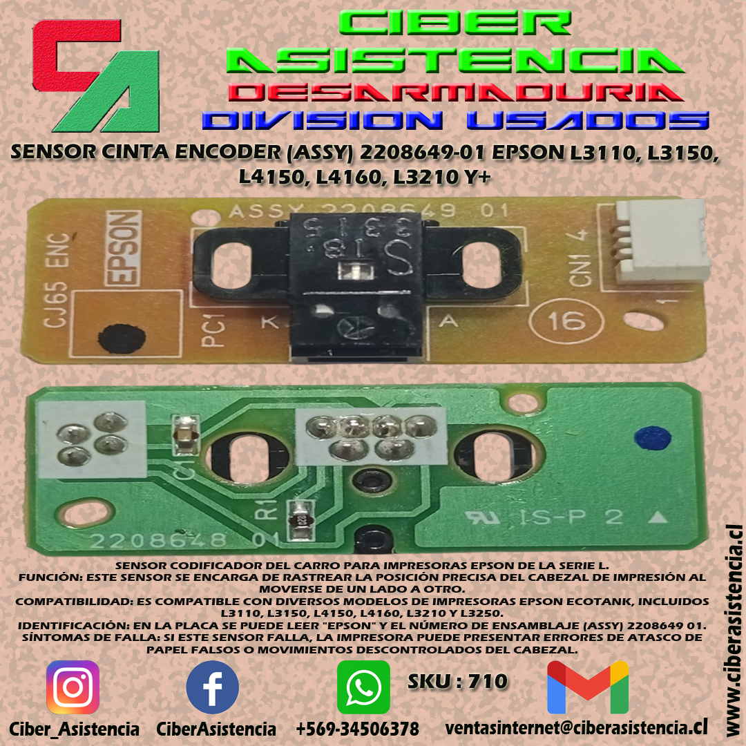 SENSOR CINTA ENCODER (ASSY) 2208649-01 EPSON L3110, L3150, L4150, L4160, L3210 Y+