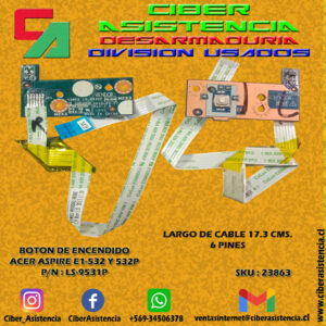 BOTON DE ENCENDIDO ACER ASPIRE E1-532 Y 532P P/N : LS-9531P