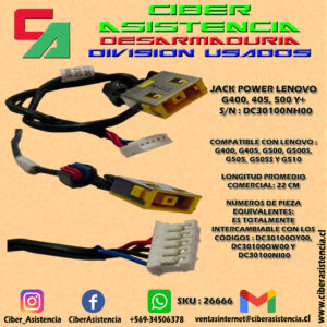JACK POWER LENOVO G400, 405, 500 Y+  S/N : DC30100NH00