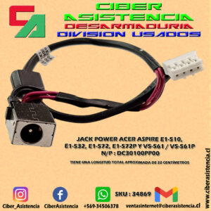 JACK POWER ACER ASPIRE E1-510, E1-532, E1-572, E1-572P Y V5-561 / V5-561P
