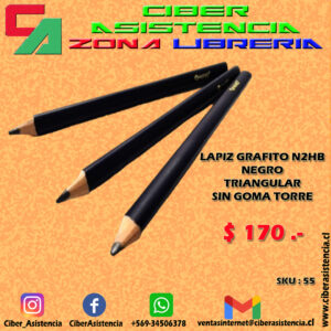 LAPIZ GRAFITO N2HB NEGRO TRIANGULAR SIN GOMA TORRE (UNIDAD)