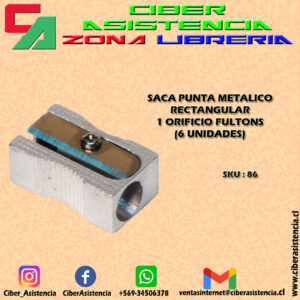 SACA PUNTA METALICO RECTANGULAR 1 ORIFICIO FULTONS (6 UNIDADES)