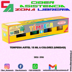 TEMPERA ARTEL 15 ML 6 COLORES (UNIDAD)