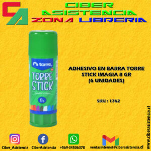 ADHESIVO EN BARRA TORRE STICK IMAGIA 8 GR (6 UNIDADES)