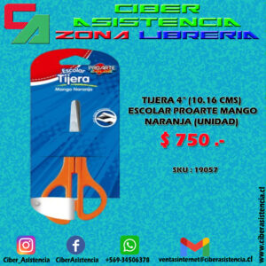 TIJERA 4" (10.16 CMS)  ESCOLAR PROARTE MANGO NARANJA (UNIDAD)