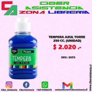 TEMPERA AZUL TORRE 250 CC. (UNIDAD)