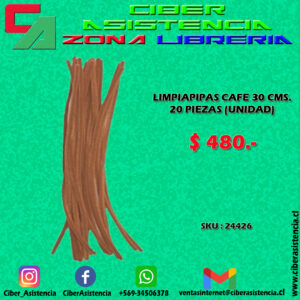 LIMPIAPIPAS CAFE 30 CMS. 20 PIEZAS (UNIDAD)