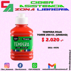 TEMPERA ROJA TORRE 250 CC. (UNIDAD)