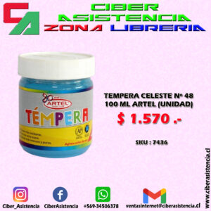 TEMPERA CELESTE Nº 48  100 ML ARTEL (UNIDAD)