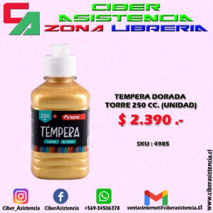 TEMPERA DORADA TORRE 250 CC. (UNIDAD)
