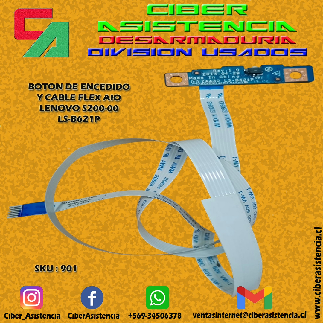 BOTON DE ENCEDIDO Y CABLE FLEX AIO LENOVO S200-00 LS-B621P