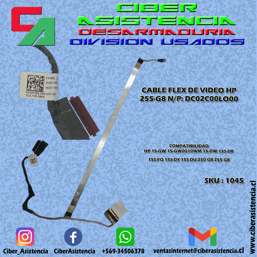 CABLE FLEX DE VIDEO HP 255-G8 N/P: DC02C00LO00