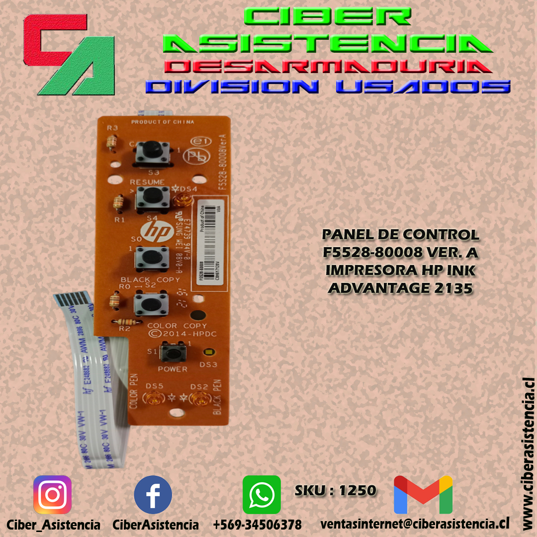 PANEL DE CONTROL F5528-80008 VER. A IMPRESORA HP INK ADVANTAGE 2135