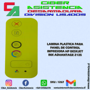 LAMINA PLASTICA PARA PANEL DE CONTROL IMPRESORA HP DESKJET INK ADVANTAGE 2135