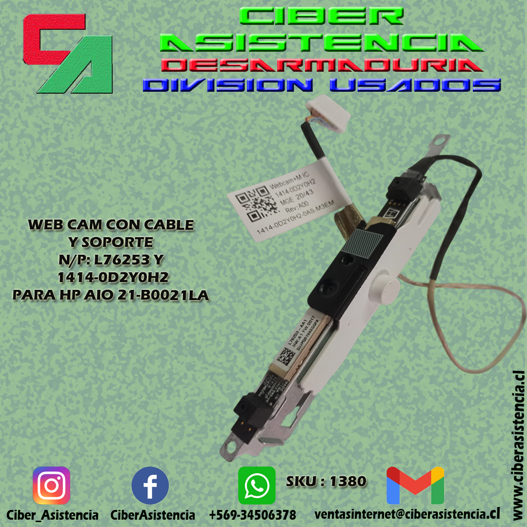 WEB CAM CON CABLE Y SOPORTE N/P: L76253 Y 1414-0D2Y0H2 PARA HP AIO 21-B0021LA