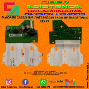 PLACA DE CARRO N/P : Y0F68-80058 PARA HP SMART TANK 515 Y+