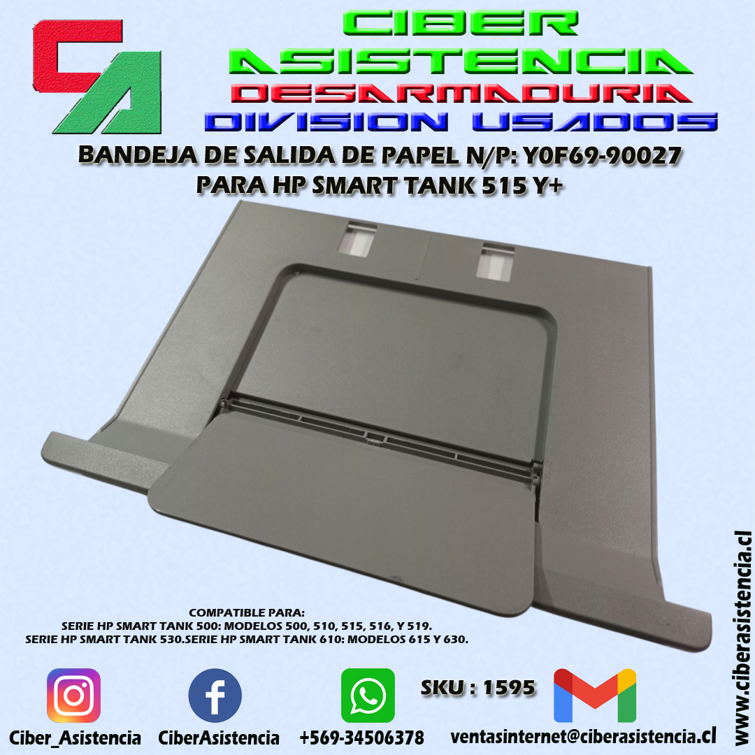BANDEJA DE SALIDA DE PAPEL N/P: Y0F69-90027 PARA HP SMART TANK 515 Y+
