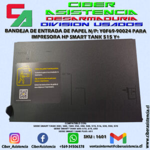 BANDEJA DE ENTRADA DE PAPEL N/P: Y0F69-90024 PARA IMPRESORA HP SMART TANK 515 Y+