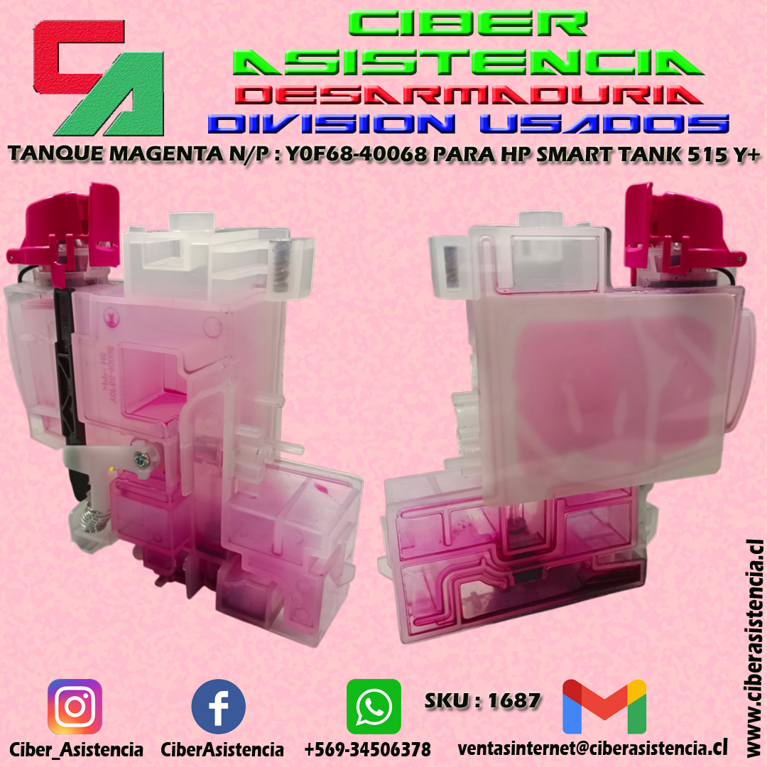 TANQUE MAGENTA N/P : Y0F68-40068 PARA HP SMART TANK 515 Y+