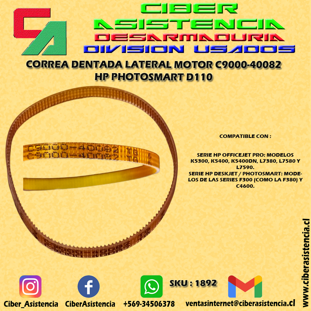CORREA DENTADA LATERAL MOTOR C9000-40082 HP PHOTOSMART D110