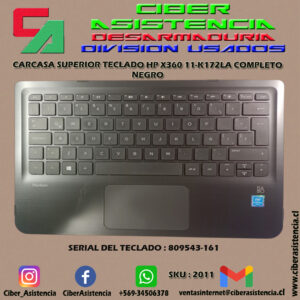 CARCASA SUPERIOR TECLADO HP X360 11-K172LA COMPLETO NEGRO