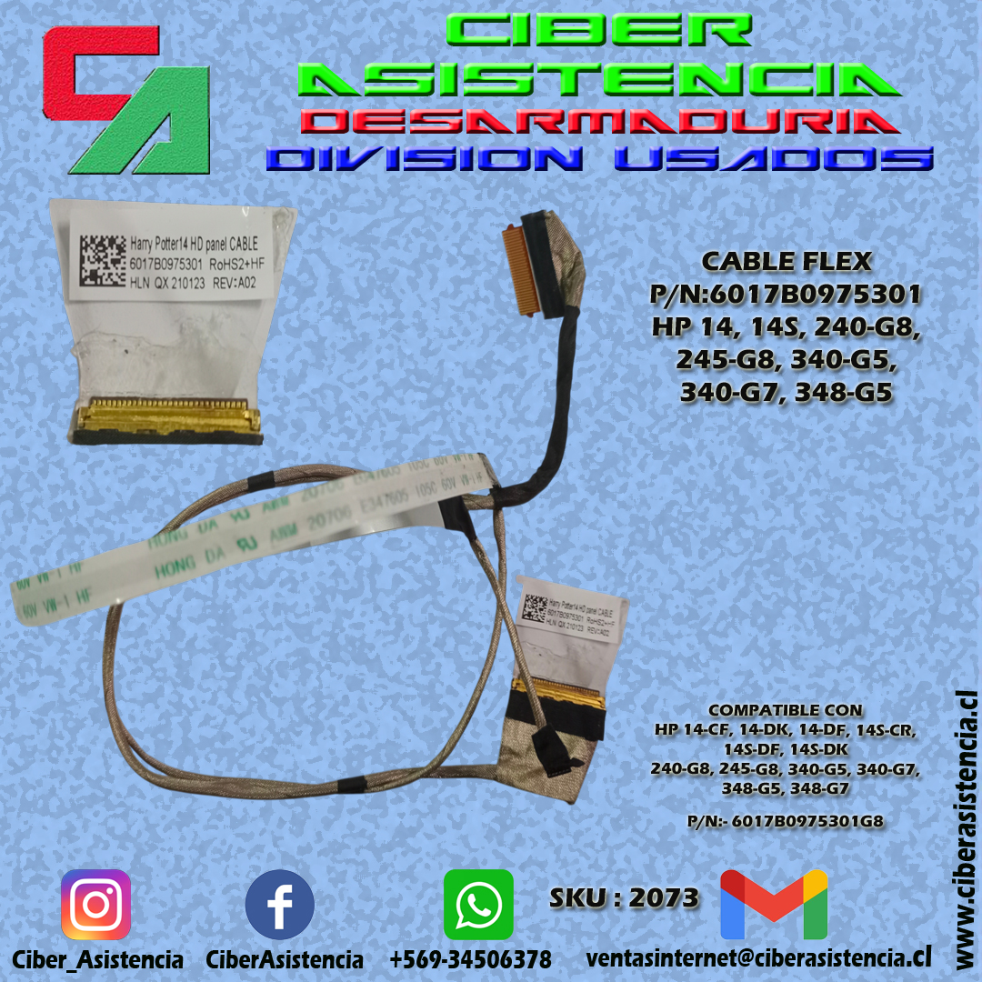 CABLE FLEX P/N:6017B0975301 HP 14, 14S, 240-G8, 245-G8, 340-G5, 340-G7, 348-G5