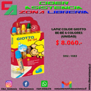 LAPIZ COLOR GIOTTO BE-BÉ 6 COLORES (UNIDAD)
