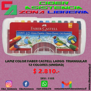 LAPIZ COLOR FABER CASTELL OLEO PASTEL GRASO ESTUCHE DE 12 COLORES (UNIDAD)