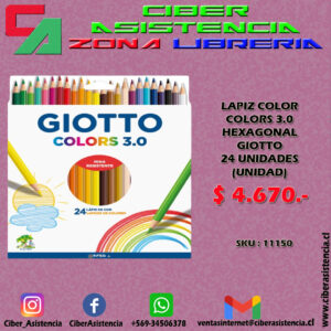 LAPIZ COLOR COLORS 3.0 HEXAGONAL GIOTTO 24 UNIDADES (UNIDAD)