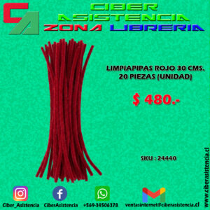 LIMPIAPIPAS ROJO 30 CMS. 20 PIEZAS (UNIDAD)