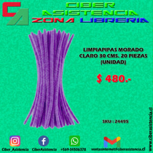 LIMPIAPIPAS MORADO CLARO 30 CMS. 20 PIEZAS (UNIDAD)