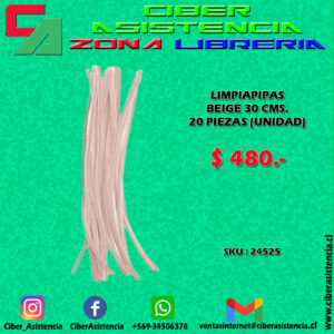 LIMPIAPIPAS  BEIGE 30 CMS.  20 PIEZAS (UNIDAD)