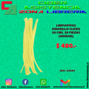 LIMPIAPIPAS AMARILLO CLARO 30 CMS. 20 PIEZAS (UNIDAD)