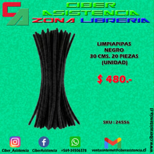 LIMPIAPIPAS NEGRO 30 CMS. 20 PIEZAS (UNIDAD)