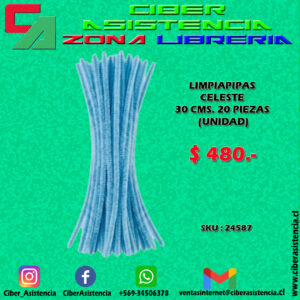 LIMPIAPIPAS CELESTE 30 CMS. 20 PIEZAS (UNIDAD)