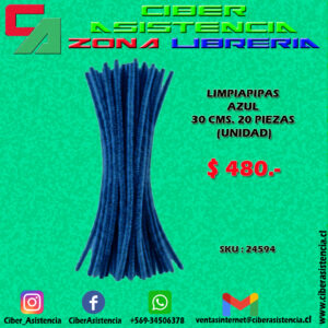 LIMPIAPIPAS AZUL 30 CMS. 20 PIEZAS (UNIDAD)