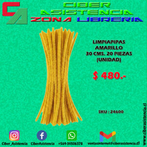 LIMPIAPIPAS AMARILLO 30 CMS. 20 PIEZAS (UNIDAD)