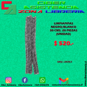 LIMPIAPIPAS NEGRO/BLANCO 30 CMS. 20 PIEZAS (UNIDAD)